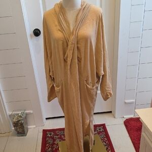 Cozy Tan Long Robe with Pockets